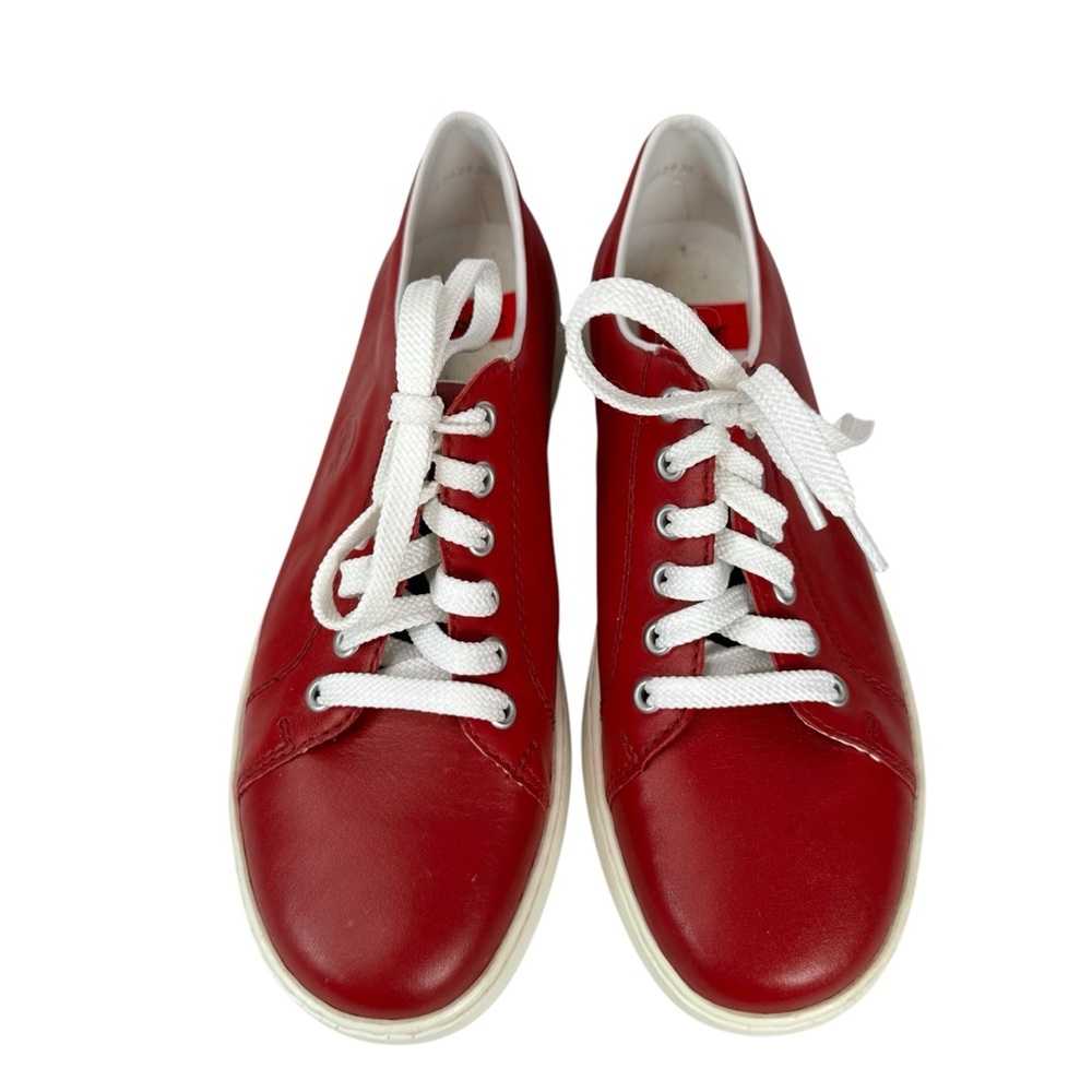 Rieker Red Leather Lace Up Sneakers Womens 9 Euro 40 Lightweight Comfort